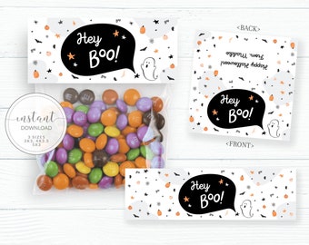 Topper de bolsa imprimible de Halloween, Toppers de bolsa de golosinas de Halloween, favor de fiesta de Halloween para niños, etiqueta de regalo de truco o trato, DESCARGA DIGITAL CH100
