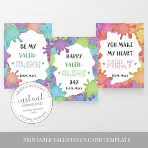 Schleim druckbare Valentinstagskarten für Kinder, Schleim Valentinstagskarte druckbare Vorlage, Schleim Valentinstagskarte, DIGITALER DOWNLOAD SL100
