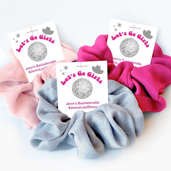 Lets Go Girls Bachelorette Party Favors, Hair Scrunchie Last Disco Bachelorette Favors, Space Cowgirl, Nash Bash Disco Cowgirl Bachelorette