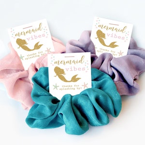 Mermaid Party Favors, Hair Scrunchie, Personalized Mermaid Birthday Party Favors, Mermaid Bachelorette Party, Mermaid Baby Shower - M100