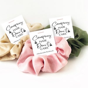 Camping Party Favors, Scrunchie Favors, Camping Hair Don't Care, Camping Birthday Party Favors, Glamping Party Favor, Camp Party Favor