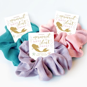 Mermaid Bachelorette Party Favors, Last Splash Hair Scrunchies, Mermaid Hair Don't Care, Trading My Tail For A Veil, Bachelorette Favor M100