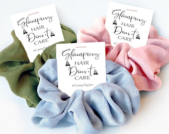 Glamping Party Favors, Hair Scrunchie, Glamping Hair Don't Care, Glamping Girl, Glamping Birthday Party Favors, Glamping Sleepover Party