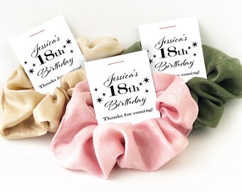 18th Birthday Party Favors, Hair Scrunchies, 18th Birthday Favors, Guest Gifts, Eighteenth Birthday Supplies, Eighteen, Hair Tie Favors