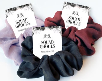 Squad Ghouls Halloween Wedding Bridesmaid Gift, Hair Scrunchie, Bride Or Die, Halloween Gift, Gothic Wedding Bridesmaid Box Items, DA100
