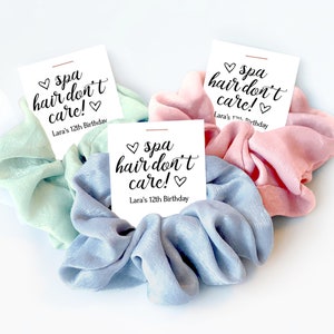 Girl Spa Party Favors, Hair Scrunchie Spa Birthday Party Favors, Spa Hair Don't Care, Pamper Party Gifts for Guests, Spa Goodie Bag Filler