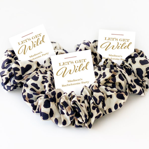 Let's Get Wild Bachelorette Party Favors, Leopard Print Hair Scrunchie, Animal Print Bachelorette Party Favors, Bridesmaid Scrunchies