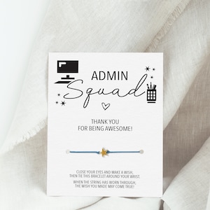 Cadeaux pour les professionnels de l'administration, bracelet Faites un vœu, remerciement pour assistant administratif, carte de remerciement pour assistant administratif
