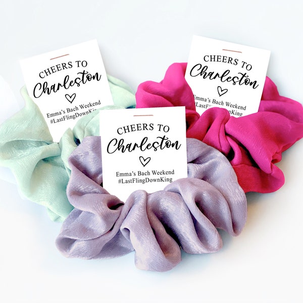 Charleston Bachelorette Party Favors, Last Fling Down King, Hair Scrunchie, Charleston Bach Favors, Cheers to Charleston Guest Gift