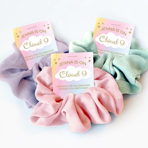 On Cloud 9 Birthday Party Favors, Scrunchie Hair Tie Favors, We're On Cloud Nine, 9th Birthday, Rainbow Birthday Goodie Bag Fillers