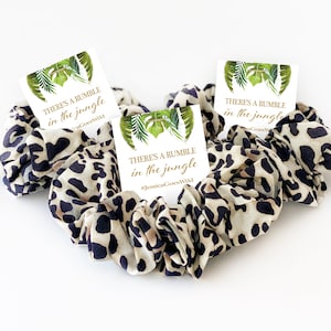 Jungle Safari Bachelorette Party Favors, Leopard Print Hair Scrunchie, There's a Rumble In The Jungle Bachelorette Party Favor