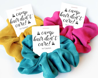 Camp Favors, Hair Scrunchie, Sleepaway Camp Gifts, Camp Hair Don't Care, Camping Birthday Party Favors, Girls Camp Gift for Friends