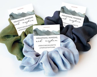 Mountains Mimosas and Mayhem, Mountain Bachelorette Party Favors, Hair Scrunchies, Cabin Bachelorette Favors, Mountain Bach