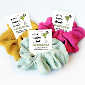 Margarita Bachelorette Party Favors, Hair Scrunchie, Fiesta Bachelorette, Mexico Bach, Save Water Drink Margaritas, Margs and Matrimony