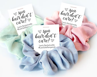 Spa Bachelorette Favors, Hair Scrunchie, Spa Day Bachelorette Party Favors, Bride Pamper Day, Spa Hair Don't Care, Spa Weekend Gifts