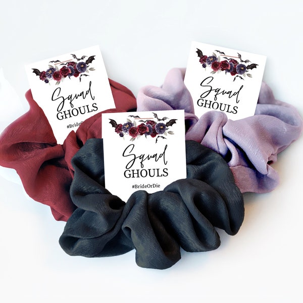 Squad Ghouls Halloween Wedding Bridesmaid Gift, Hair Scrunchie, Bride Or Die, Halloween Gift, Gothic Wedding Bridesmaid Box Items, H100