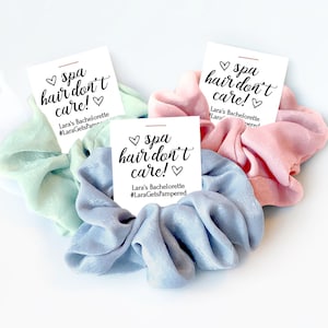 Spa Bachelorette Favors, Hair Scrunchie, Spa Day Bachelorette Party Favors, Bride Pamper Day, Spa Hair Don't Care, Spa Weekend Gifts