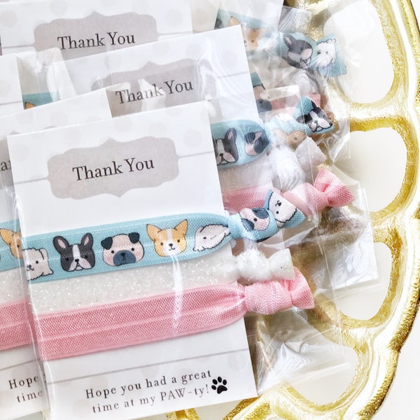 Dog Party Favors, Puppy Birthday Party Supplies, Goodie Bag Stuffers, Puppy Party Decorations, Puppy Baby Shower Favors Hair Ties