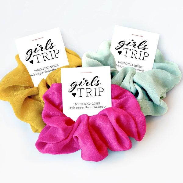 Hair Scrunchie Girls Trip Gifts, Girls Weekend Gifts, Girls Road Trip Gifts, Cheaper Than Therapy Hair Ties Scrunchies, Girls Vacation Gifts