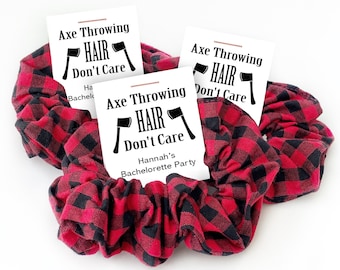 Axe Throwing Bachelorette Party Favors, Buffalo Plaid Hair Scrunchie, Axe Throwing Gift for Guests, Axe Throwing Party Favors