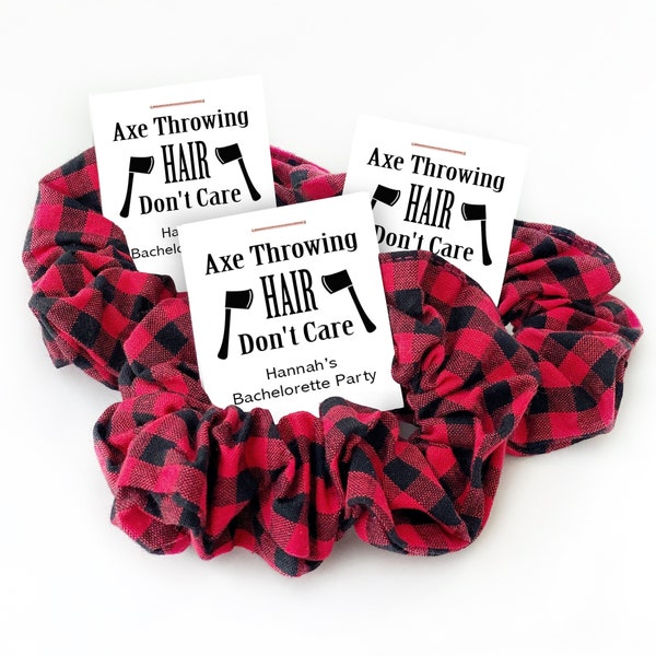 Axe Throwing Bachelorette Party Favors, Buffalo Plaid Hair Scrunchie, Axe Throwing Gift for Guests, Axe Throwing Party Favors