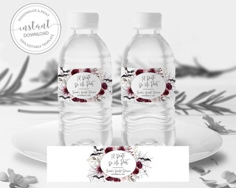 Halloween Bridal Shower Water Bottle Labels Template, Gothic Bridal Shower, Til Death Do Us Part Drink Label, INSTANT DOWNLOAD H100
