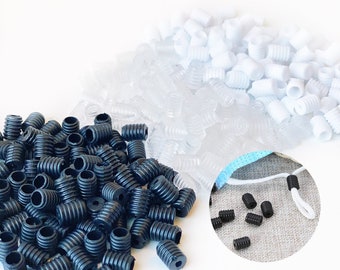Lorvain 300 Pcs Cord Locks Silicone Toggles for Mask Drawstrings 300 Pcs, Black /& White Heart Elastic Cord Rope Band Adjuster Non-Slip Stopper Colorful Mask Adjustment Buckle Kids Children Mask Adjuster