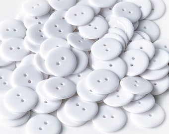 Round Plastic Buttons 8 SIZES White Two Hole Buttons 9mm 10mm 11.5mm 15mm 18mm 20mm 23mm 25mm White Sewing Buttons
