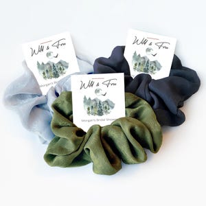 Wild and Free Bridal Shower Favors, Hair Scrunchies, Mountain Bridal Shower, Camping Bridal Shower Favor, Outdoors Bridal Shower D100