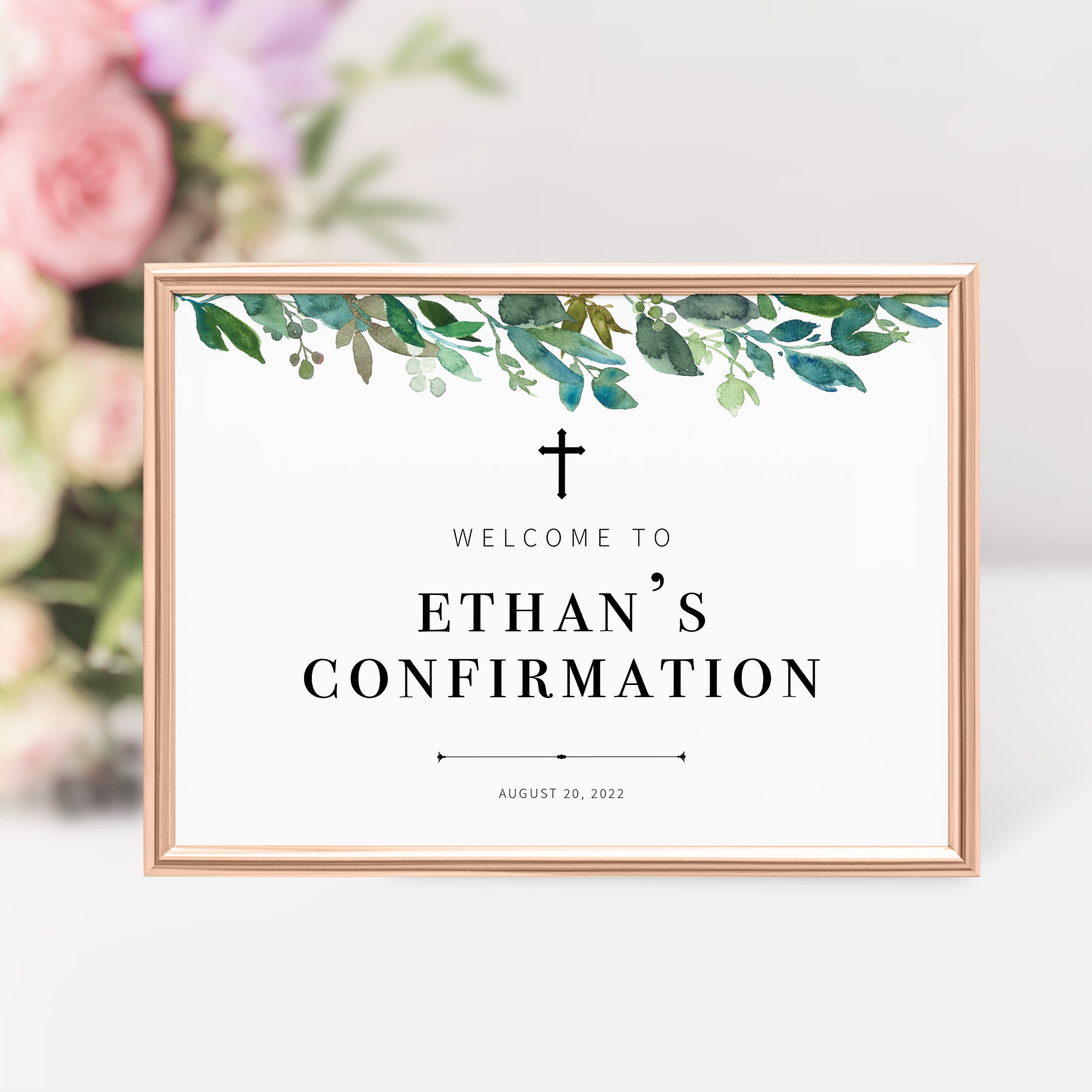 Coversations Welcomesign Greenery Confirmation Welcome Sign Template, Large Welcome Sign ...