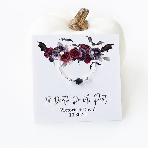 Halloween Wedding Favors for Guests, Wine Charm Party Favor, Til Death Do Us Part, Personalized Gothic Wedding Favor Halloween - H100