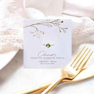 Wedding Anniversary Party Favors, Wine Charms, Gold Anniversary Favors for Adults, 20th Anniversary Favors, Swarovski Crystal - GL100