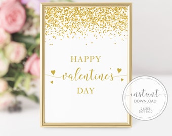 Happy Valentines Day Sign Printable, Valentines Day Decor, Valentines Day Party Decorations, Valentines Party Sign, INSTANT DOWNLOAD - V100