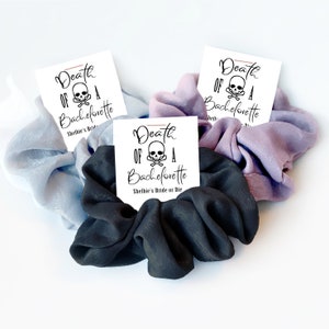 Death of A Bachelorette Favors, Bride Or Die Hair Scrunchies, Gothic Wedding, Til Death Do Us Party Bachelorette Favors, Halloween Bach