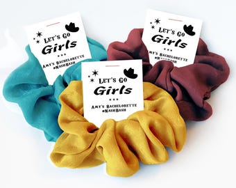 Cowgirl Bachelorette Party Favors, Let's Go Girls Hair Scrunchies, Disco Cowgirl Bach, Nash Bash, Country Nashville Bachelorette Favors