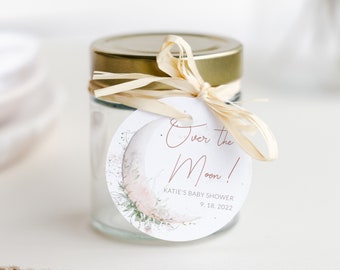 Over The Moon Baby Shower Favor Tags, Greenery Moon Favor Tag Template, Moon and Stars Baby Shower Thank You Tags, DIGITAL DOWNLOAD GM100