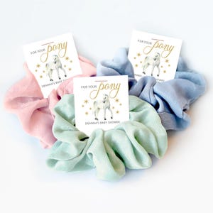 Horse Baby Shower Favors, Scrunchie Hair Tie Favor, For Your Pony, Equestrian Baby Shower Party Favors, Western Cowgirl Baby Shower - D400