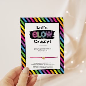 Neon Party Favors, Make A Wish Bracelet, Rainbow Neon Birthday Party Favors, Lets Glow Crazy Gifts for Guests, Glow Party Goodie Bag Fillers