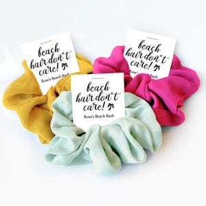 Beach Bachelorette Favors, Hair Scrunchie Beach Hair Don&#39;t Care, Beach Bash, Tropical Bachelorette, Destination Mexico Bachelorette Party
