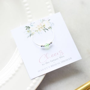 Pastel Floral Bridal Shower Favors, Bridal Shower Decorations Mint, Wine Charm Bridal Shower Gifts for Guests, Swarovski Crystal image 2