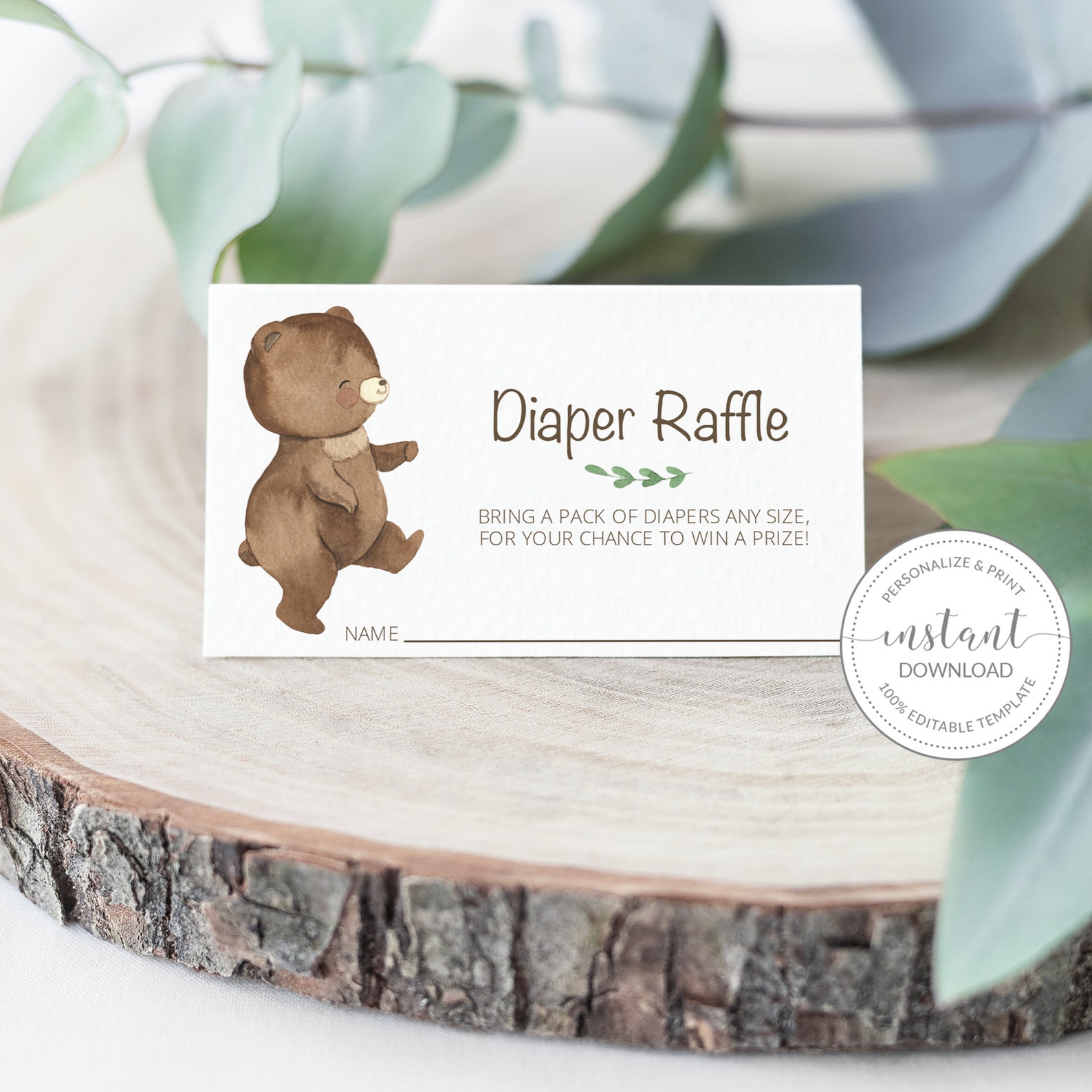 Teddy Bear Diaper Raffle Ticket Printable Teddy Bear Baby - Etsy UK