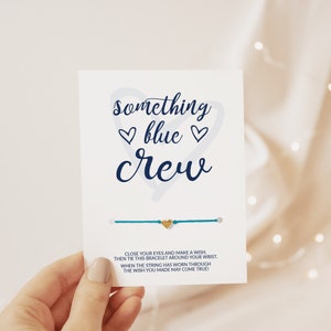 Cadeau de demoiselle d'honneur pour l'équipage quelque chose de bleu, bracelet faire un vœu, articles de la boîte de demoiselle d'honneur, cadeau de mariage, enterrement de vie de jeune garçon, carte quelque chose de bleu