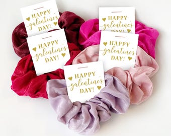 Galentines Day Gift for Friends, Hair Scrunchie Galentine Gift, Galentine&#39;s Day Party Favors, Galentine Party Supplies, Scrunchie Favor