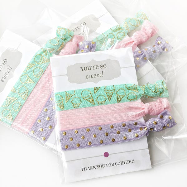 Ice Cream Party Favors for Girls, Ice Cream Party Supplies, Ice Cream Birthday Party Decorations, Pastel Summer Party Favor, Hair Tie Favors