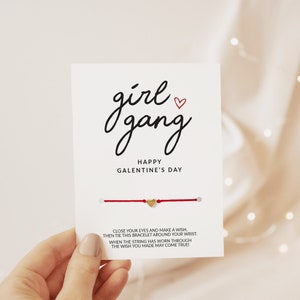 Girl Gang Make A Wish Bracelet, Galentines Day Gift for Friends, Galentines Day Card, Galentine's Day Party Favors, Galentines Card