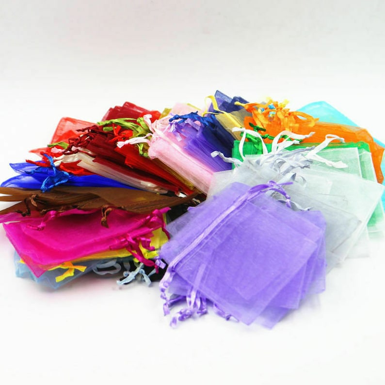 Organza Bags 10x14, Large Organza Bags, Organza Gift Bags, Drawstring Bags, Draw String Bags, Sheer Organza Bags image 5