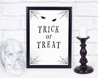 Trick or Treat Sign Printable, Halloween Decor Porch Sign, Halloween Door Decor INSTANT DOWNLOAD, Halloween Party Decor - EDS100