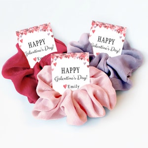 Friend Galentine Gift Hair Scrunchies, Personalized Galentine Gifts, Galentine's Party Favors, Scrunchy Hair Tie Favor