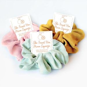 Citrus Bachelorette Party Favors, Hair Scrunchies, She Found Her Main Squeeze, Orange Bachelorette Favors, Citrus Bridal Shower Favors