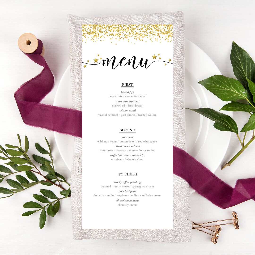 2023 New Years Eve Menu Template, Printable New Years Eve Decorations ...